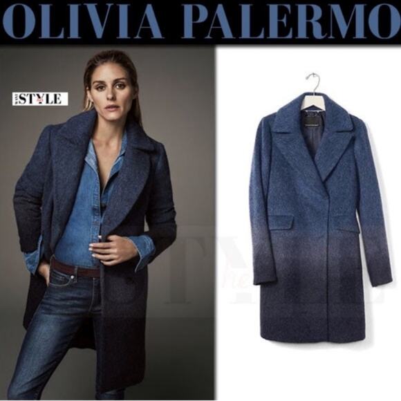 Banana Republic Double Breasted Wool Blue Ombre Coat Size Small - Picture 2 of 16